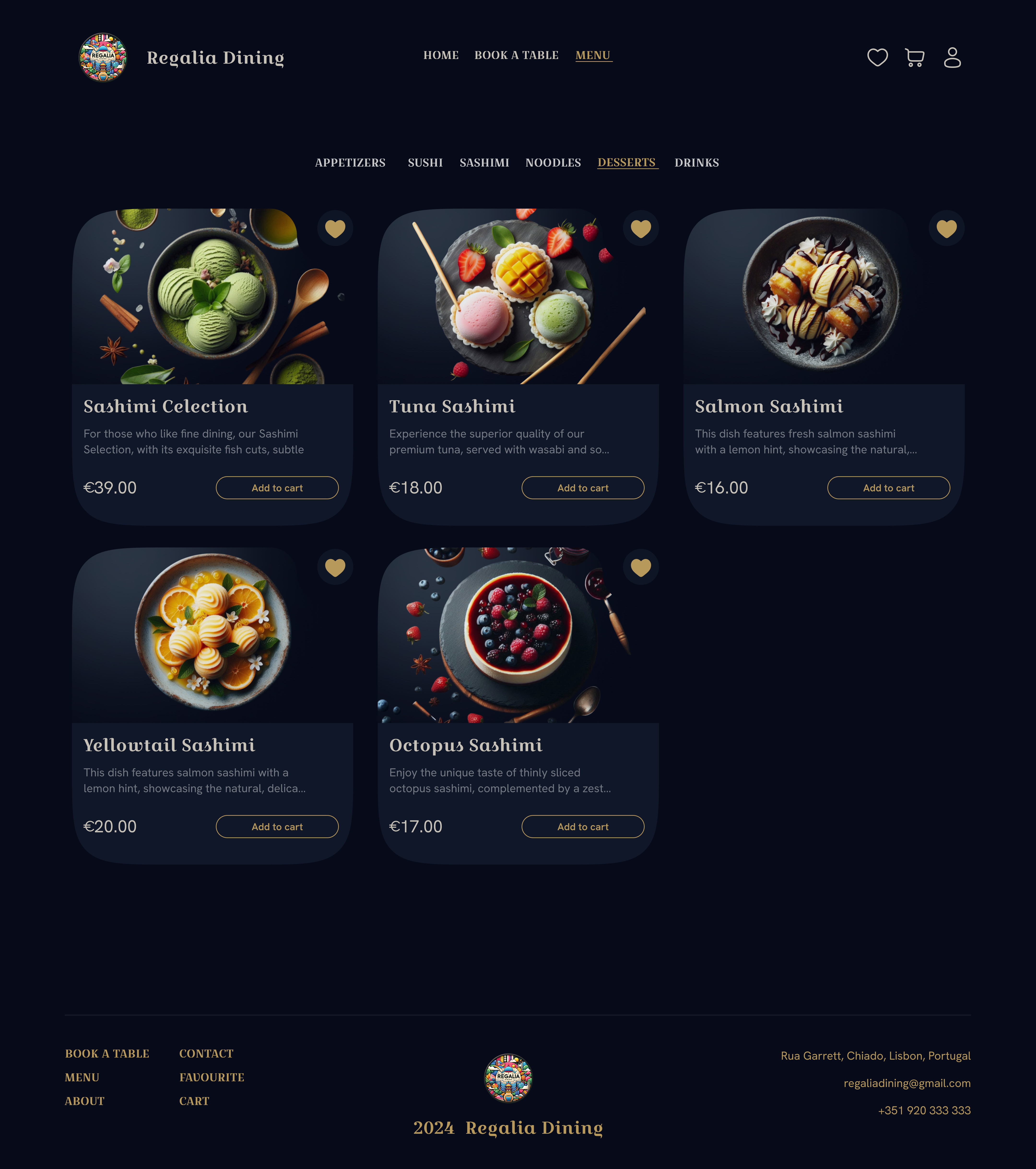 Menu page